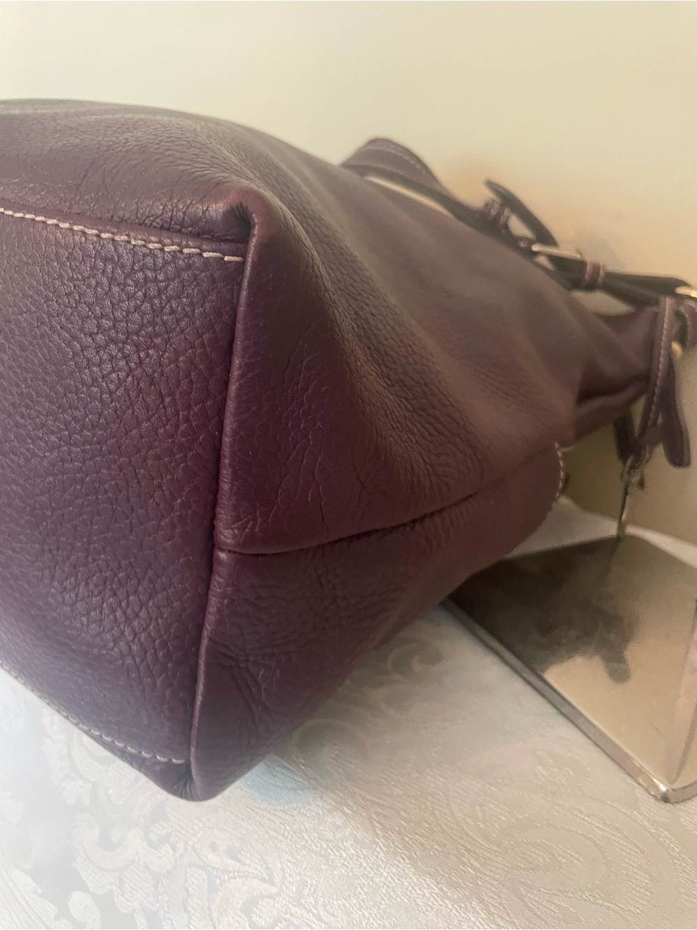 Dooney & Bourke Gracie Plum Pebbled Leather Hobo Shoulder Bag - Picture 8 of 11